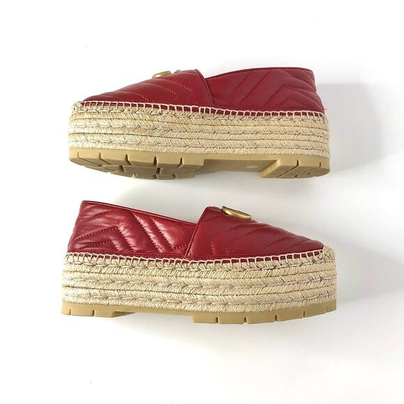 Gucci GG Marmont Charlotte Quilted Matelassé Platform Espadrille 38 - Picture 4 of 7